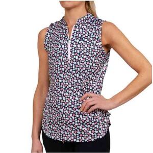 Rhoback Spring Azalea Sleeveless Quarter Zip Top Size M